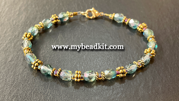 Basic Beaded Bracelet Kit - Sea Foam & Gold –