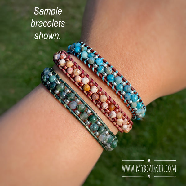 DIY Double Wrap Leather Beaded Bracelet - Likely By Sea